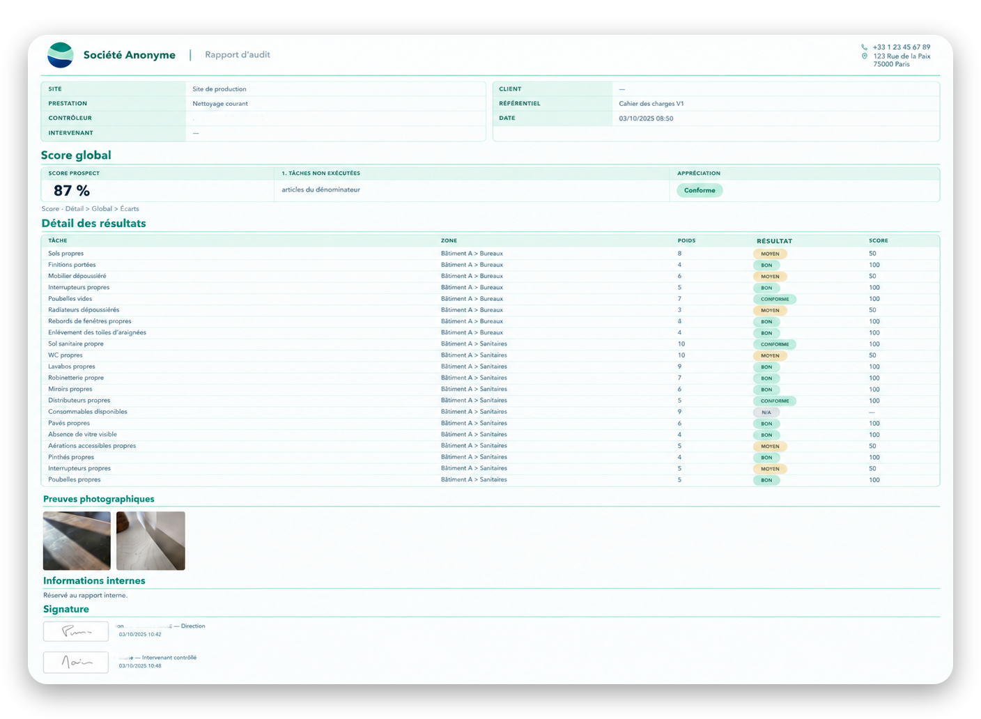 Rapport d\u2019audit généré