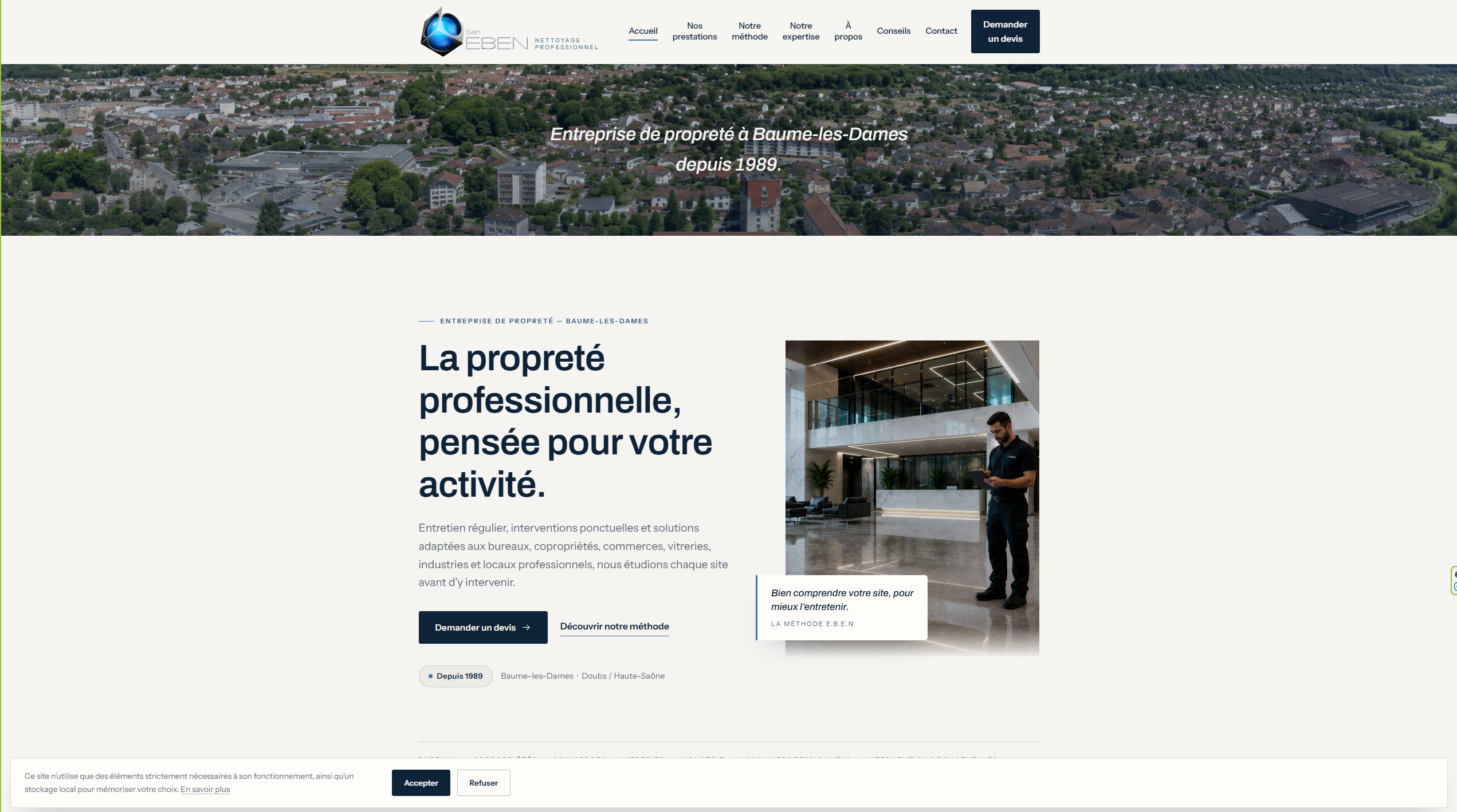 Page d’accueil d’un site vitrine réalisé par IASOFT